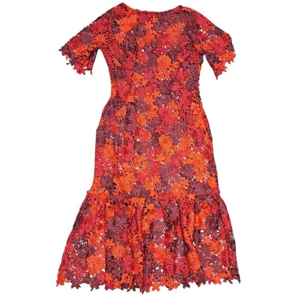 Anthropologie Eva Franco Brigitte Floral Lace Embroidered Crochet Midi Dress 0 - Picture 5 of 16